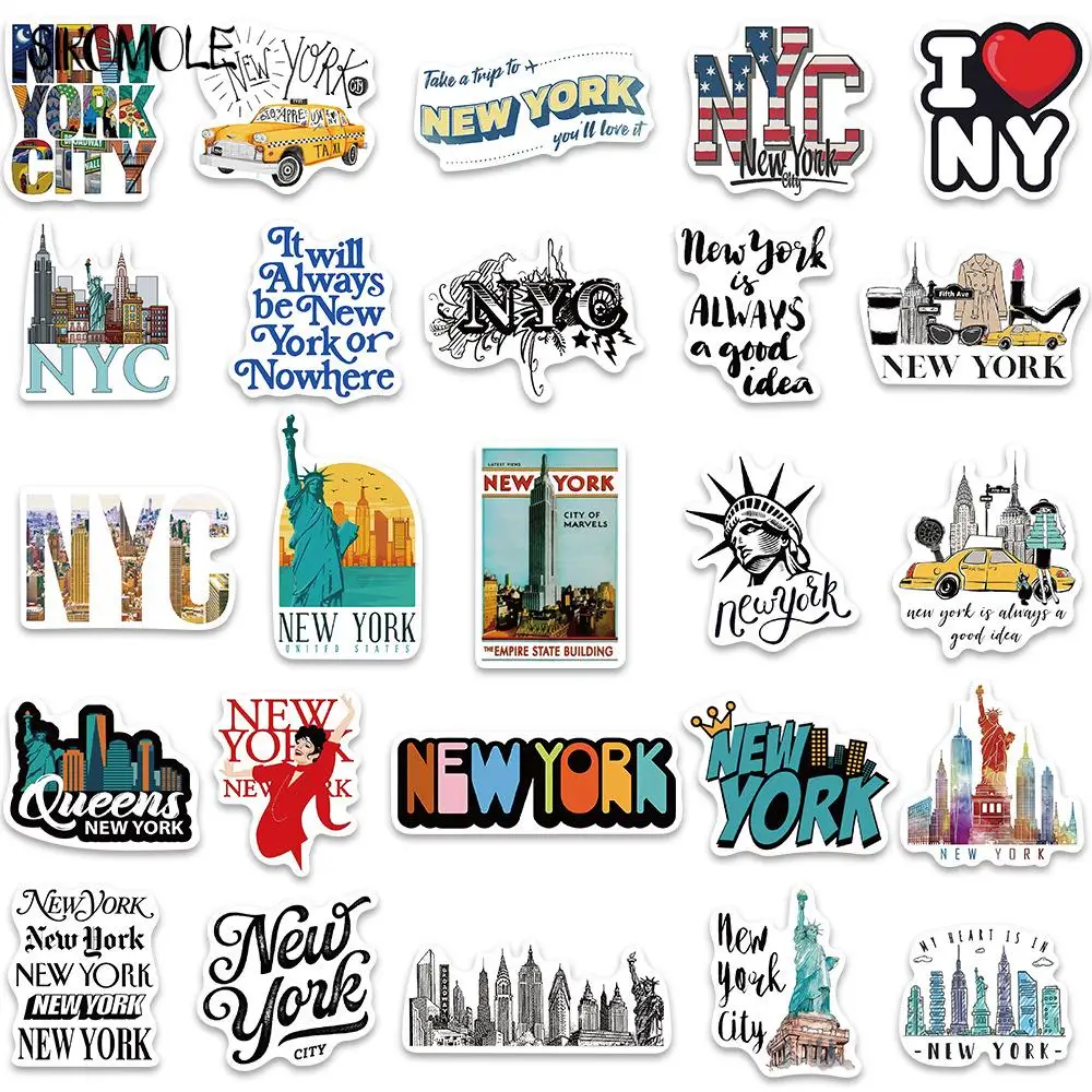 10/30/50PCS Cartoon New York City Signs Graffiti Stickers Kawaii DIY Traveling Luggage Guitar Fridge Laptop Sticker Kid Decals