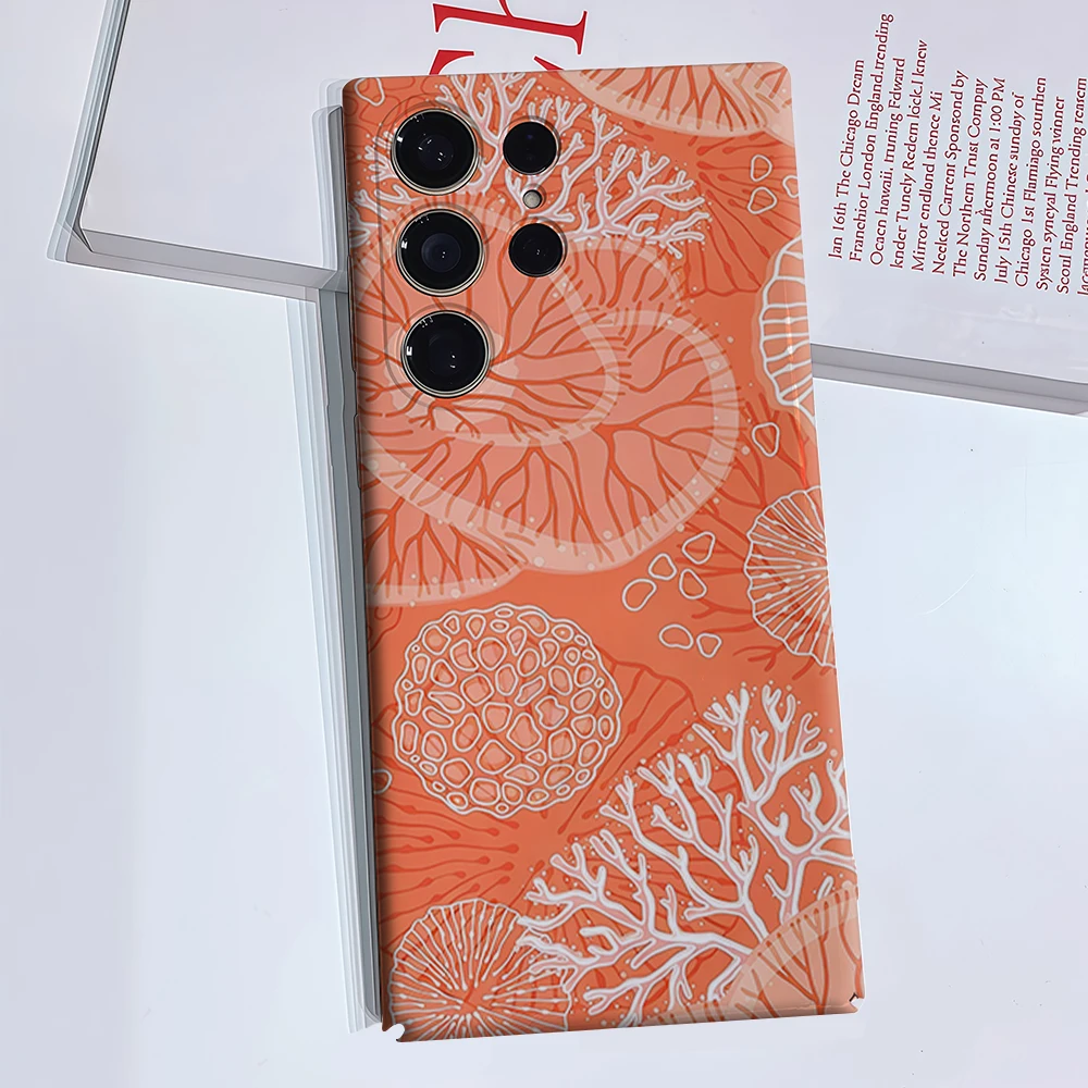 Coral Reef Seamless Phone Case for Samsung Galaxy S26 S25 Ultra S24 S23 Ultra Plus Glossy Double-layer Back Cover