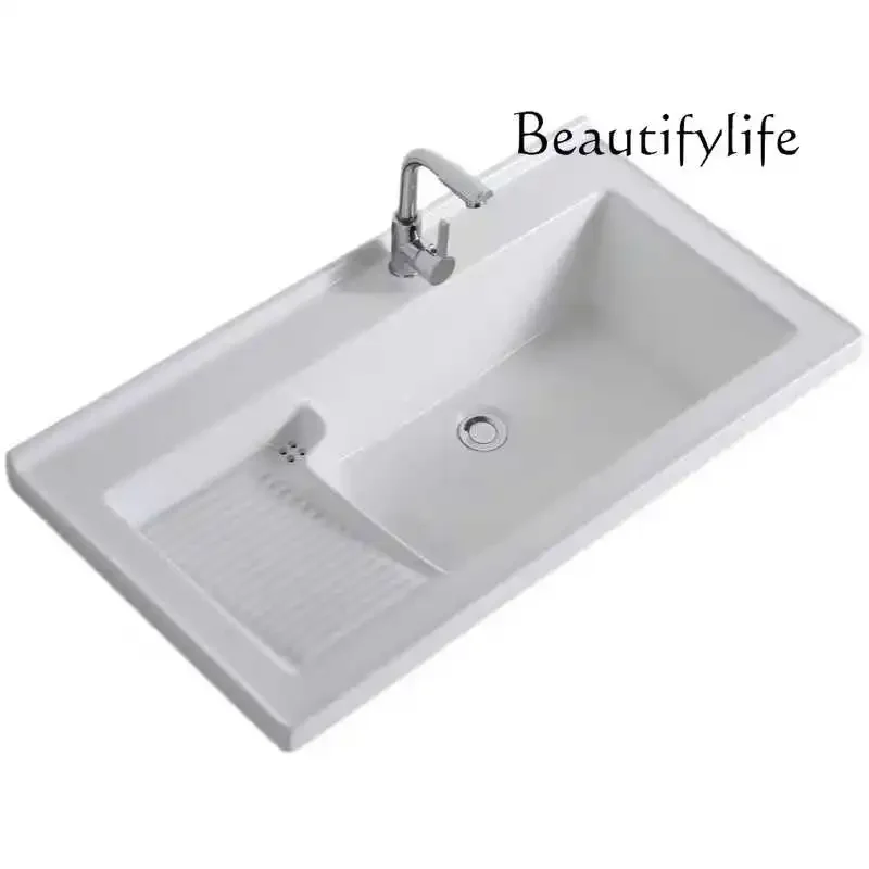 Ceramic under-counter basin Embedded sink Balcony Laundry sink Bathroom Washbasin Household