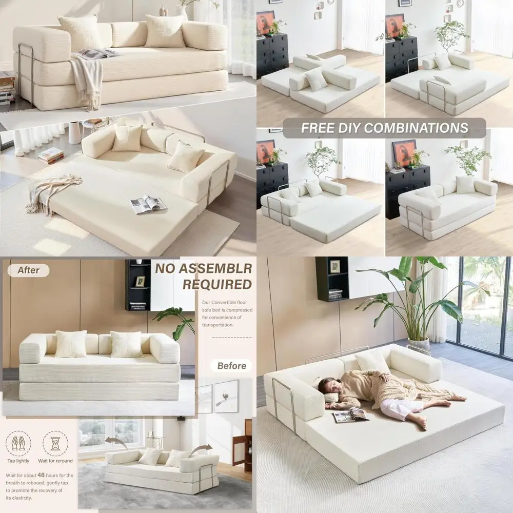 Folding Sofa Bed 78 Convertible Couch with Memory Foam and Pillow Back Support for Comfortable Sleeping