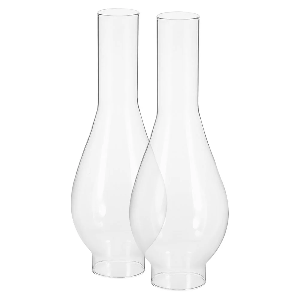 2 Pcs Kerosene Lamp Shade Glass Oil Chimney Replacement Clear Lantern Interior Light Cover