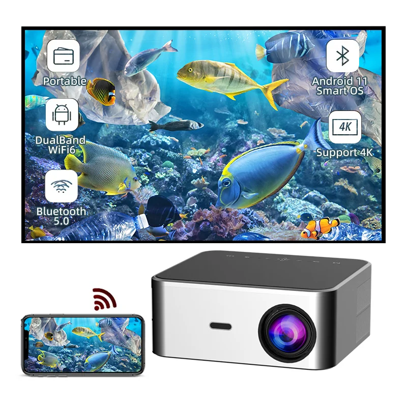 

2025 hot sale Latest Factory Smart Android Projector Video Wireless Business 1080p Home Cinema Projector Portable Projector