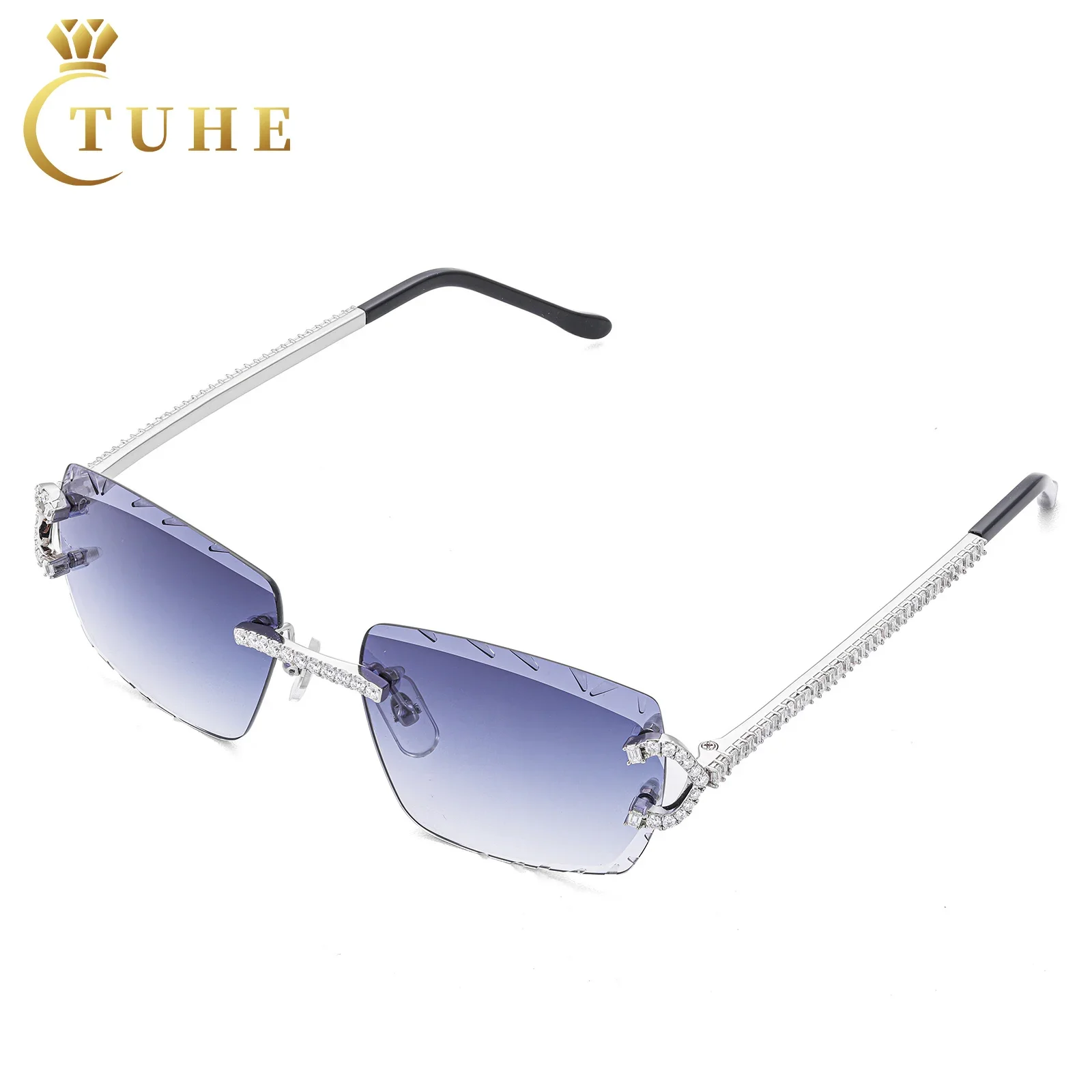 Luxury Brand Jewelry Rappers Mens Prong Setting D Color VVS Moissanite Diamond Iced Out Sun Glasses With GRA Certificate