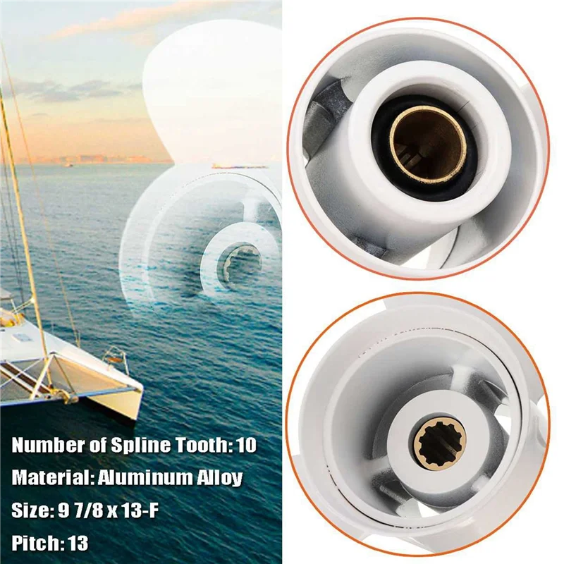 3X 664-45949-02-El Marine Boat Outboard Propeller 9 7/8 X 13 For  20-30Hp Right-Hand Rotation 3 Blades White