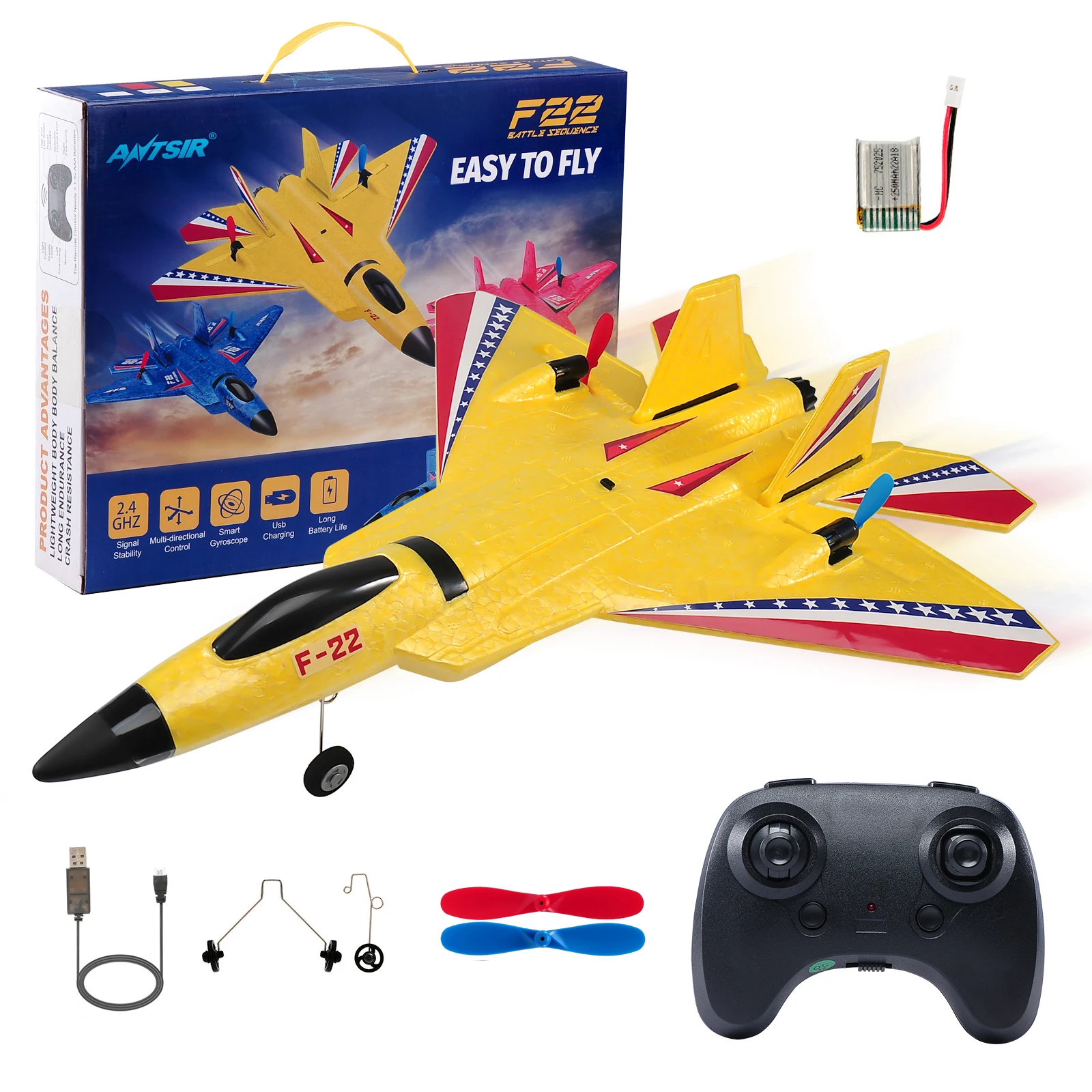 F22 Raptor RC Plane 2.4G 2CH RC Foam Flying Model Glider With LED Lights Remote Control Foam Fighter Airplane Toys for Children
