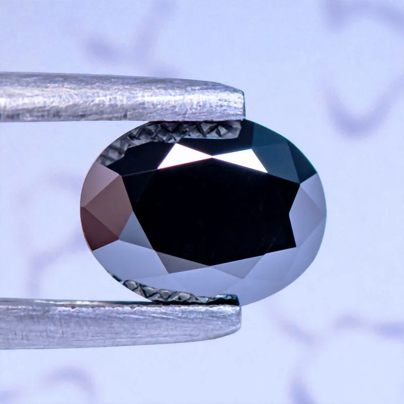 Schwarzer Moissanit-Stein, ovaler Schliff, VVS1, synthetischer Edelstein, im Labor hergestellt, besteht den Diamanttester, wird mit Zertifikat geliefert – Detail 4