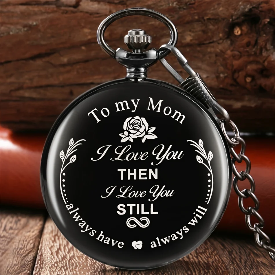 Exquisite "To My Mom" Quartz Pocket Watch Vintage Fashion Necklace Chain Watch Mother's Day Birthday Best Gift For Mom Mama