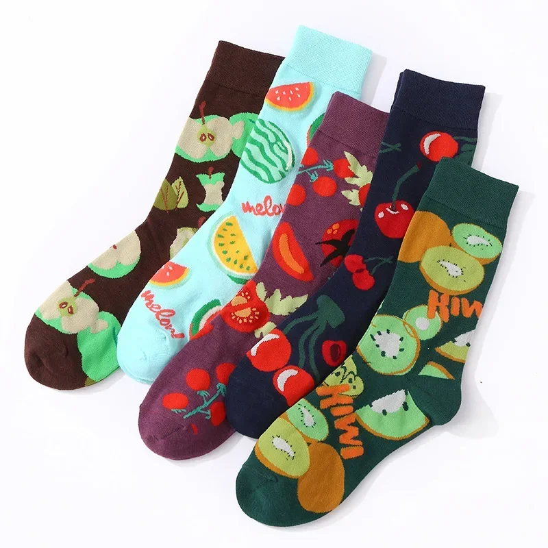 Cute Funny Women's Socks Cartoon Colorful Fruit Food Creative Cotton Socks Fashion Novelty Couple Stocking Christmas Gifts Cool