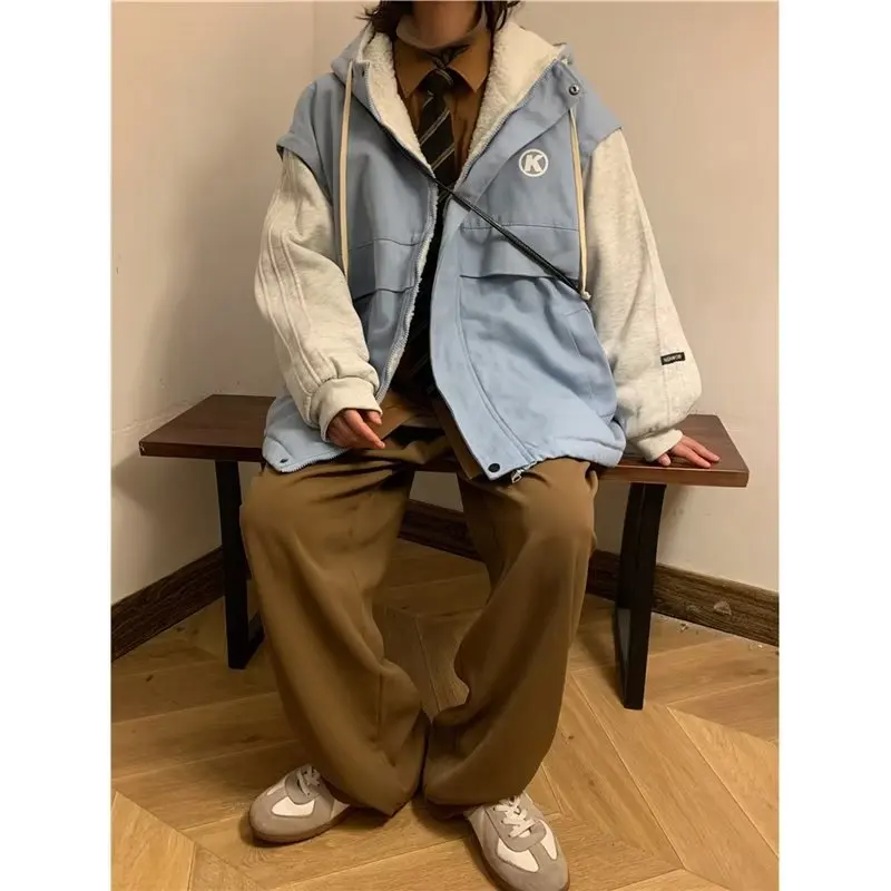 

Fake Two piece Cotton Coat Women's Winter 2025 New Thick Cotton Coat Trendy Lamb Wool Cotton Coat