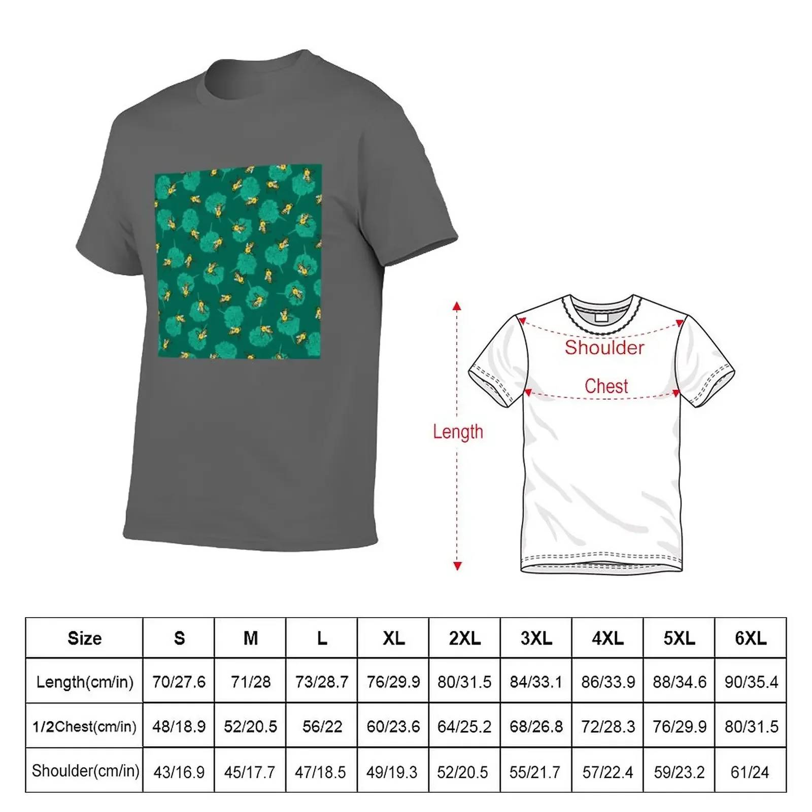 New Bees and marigold on green background T-Shirt plain t-shirt Oversized t-shirt mens t shirts casual stylish