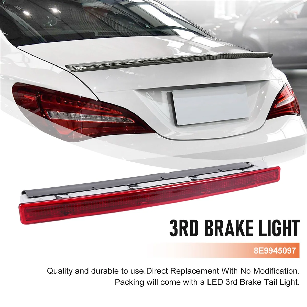 

Reliable-Red Lens Full LED Rear High Lever Third 3Rd Brake Stop Light Lamp for -Audi A4 B6 Wagon 2001-2005 8E9945097
