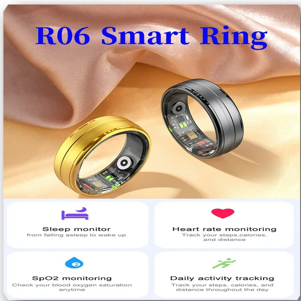 2024 NEW R06 5ATM Waterproof Smart Ring For Men Women Health Monitoring 100+ Sport Modes Fitness Tracking Waterproof Sport Ring