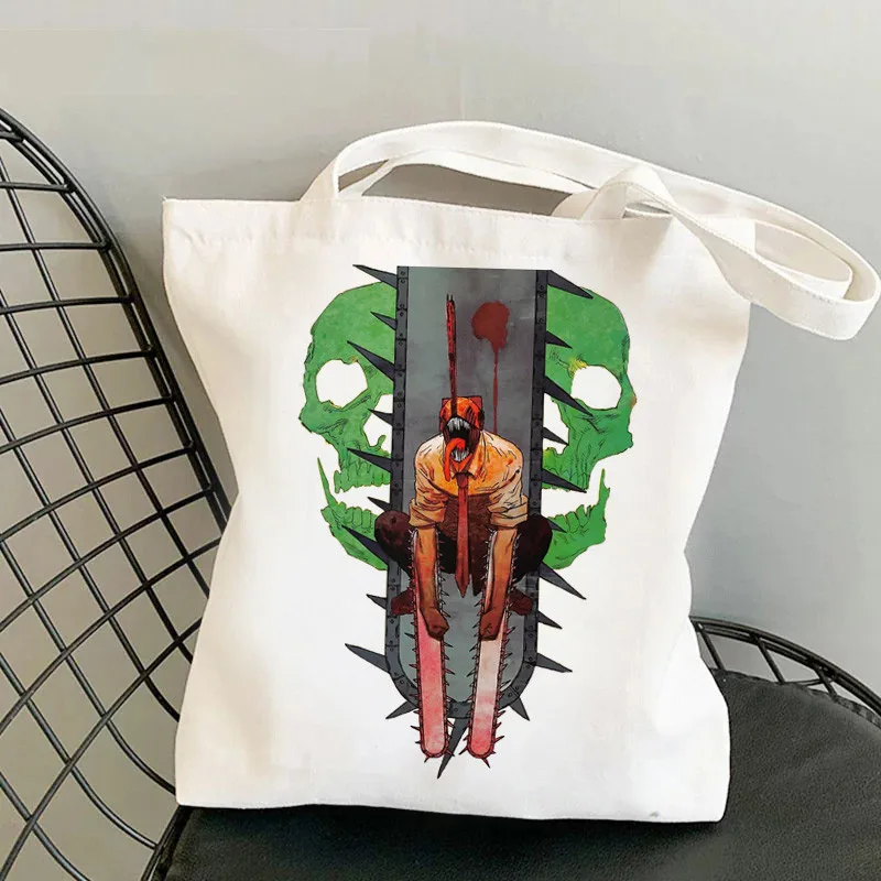 Fashion Chainsaw Man Anime Printing borsa da donna in tela borsa a tracolla Casual Eco borsa da viaggio portatile di grande capacità