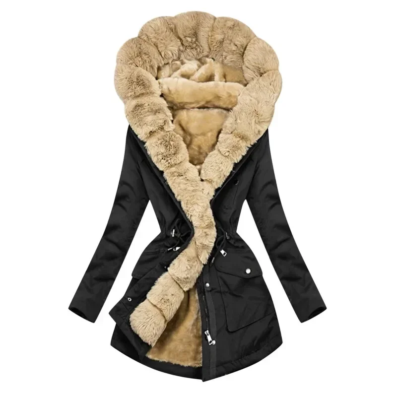 Winter Damen Parka Casual Outwear Militär Kapuzenmantel Winter Kapuzenjacke Damen Pelzmäntel