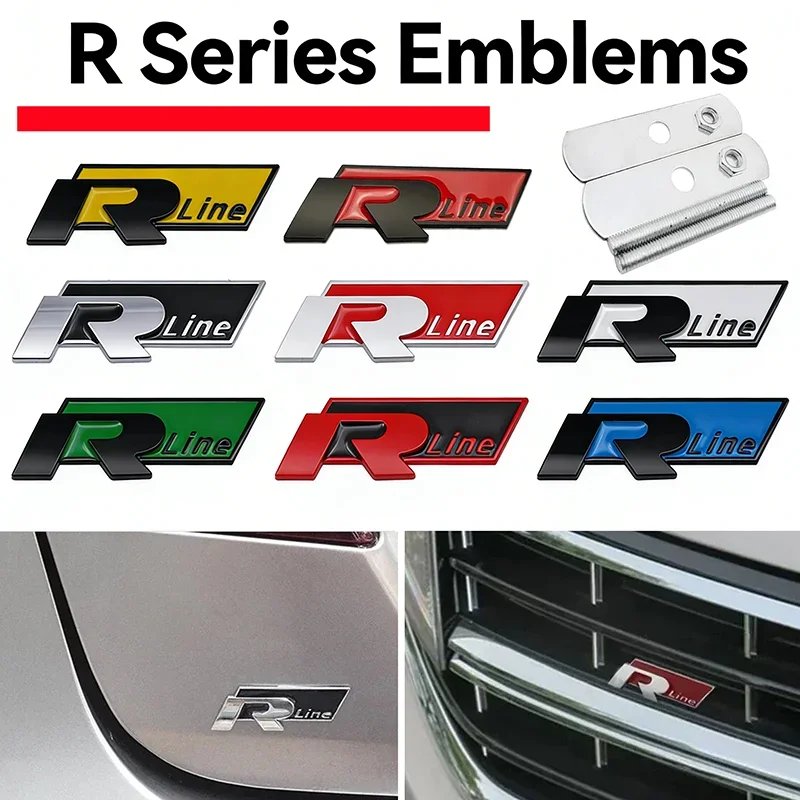 3D Car Front Grille Emblem Sticker for Volkswagen VW R Line Polo Passat Golf Jetta Touareg Bora Sharan Touran Rear Trunk Decals