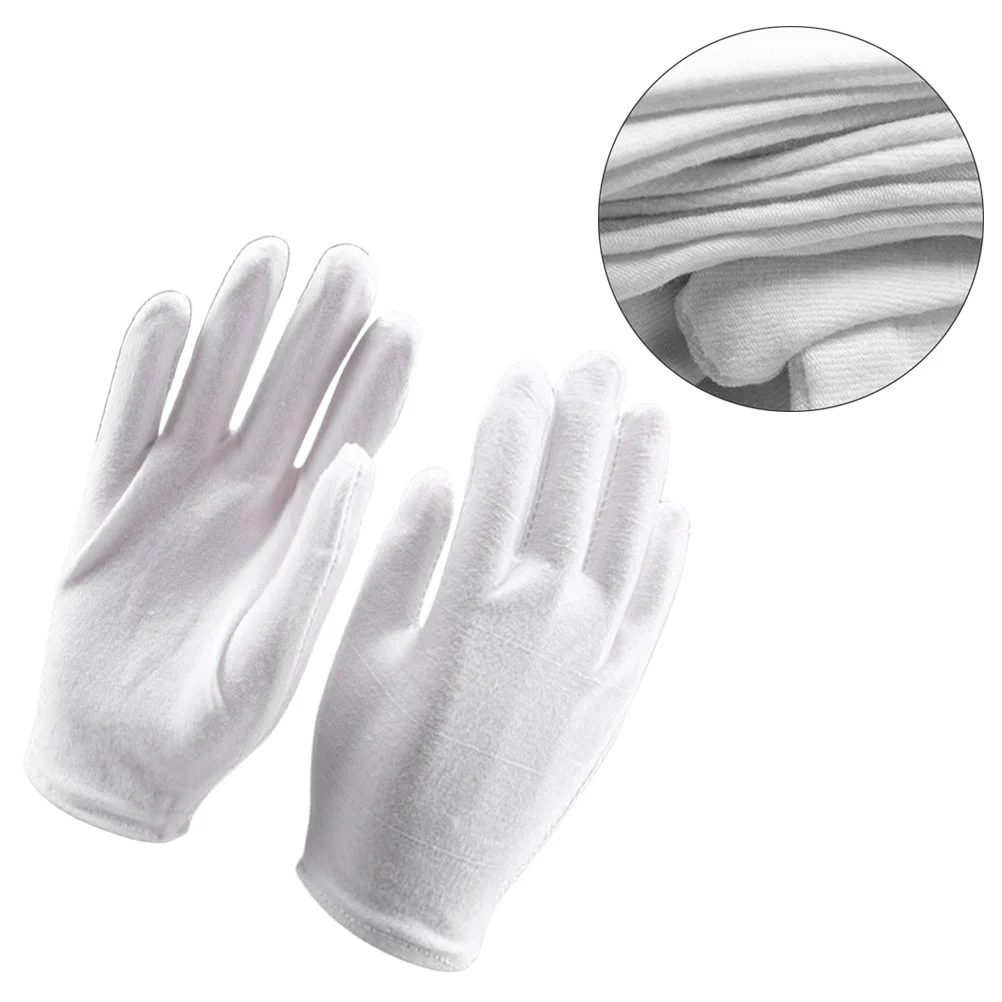 4 Pair Lightweight Cotton Protective Working Gloves Moisturising Lining Gloves for Industrial Labor Gardening - White