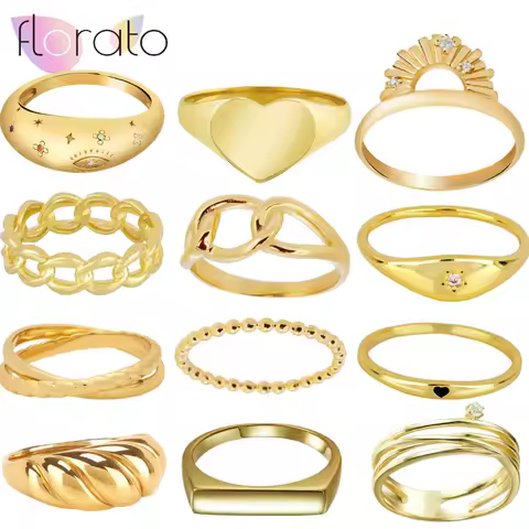 24k Gold-Plated Silver Bling Minimalist Multiple Styles CZ Finger Ring For lovers' Anniversary Engagement Ring Gift Fine Jewelry