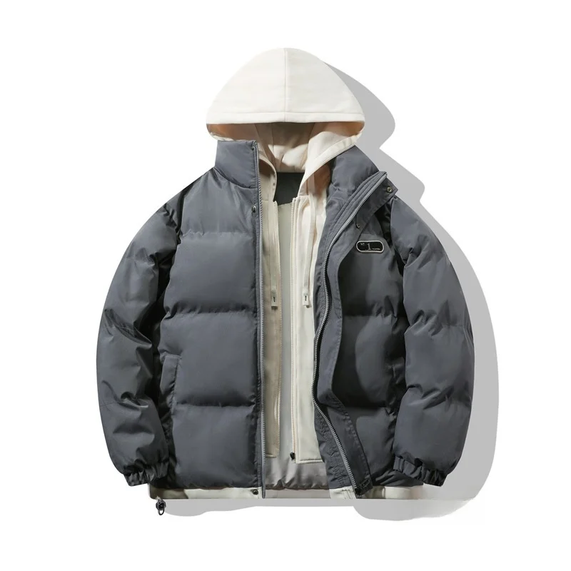 Veste bouffante à capuche épaisse pour homme, vêtement d'extérieur décontracté, faux Parkas deux pièces, manteau chaud en Fiber de Polyester pour un usage quotidien, hiver