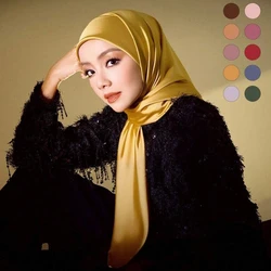 115*115cm Premium Satin Square Scarf Good Quality Silk Muslim Women Hijab Good Stitching Scarves Turkey Turban Ramadan Hijabs