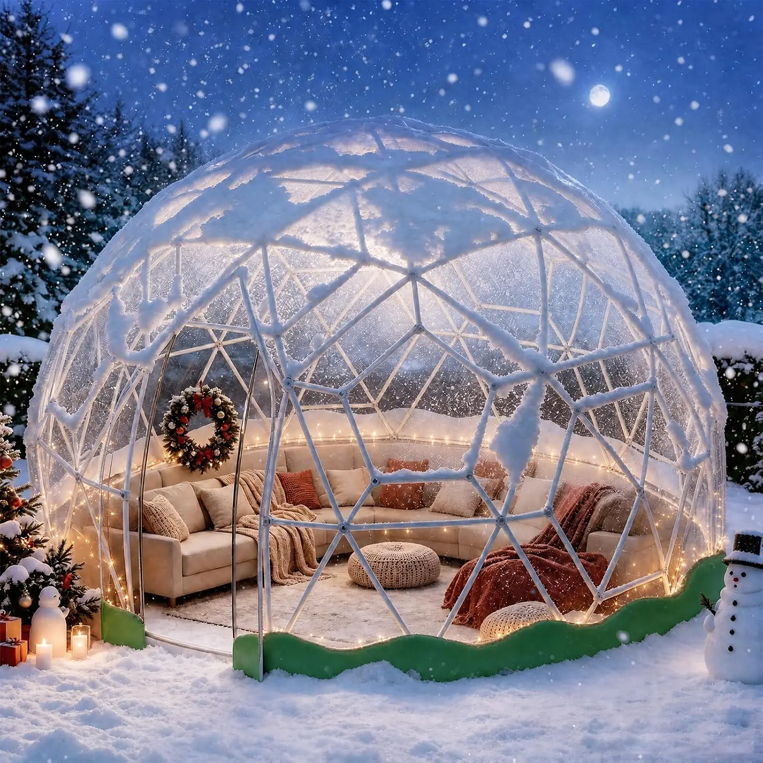 10.5FT Garden Dome Tent, Geodesic Dome Greenhouse with TPU Clear Cover, Upgraded 1.5MM Thick PC Frame Tubes,Waterproof Garden