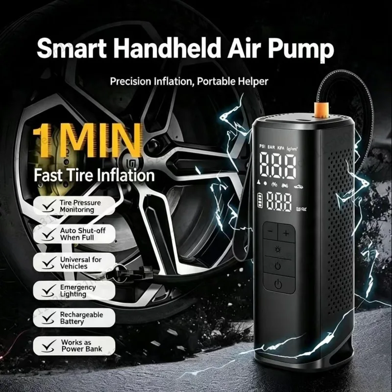 Wireless Intelligent Vehicle Air Pump, Electric Treasure All-in-one Machine, Large-capacity Multi-function Air Pump