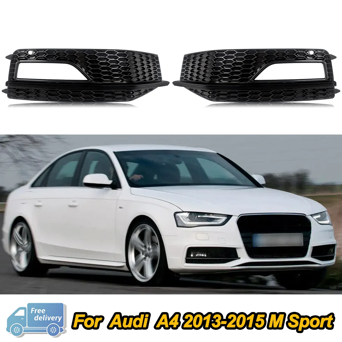 

Front Fog Lights Covers For Audi S4 A4 S Line B8.5 Sport Sedan 4-Door 2013 2014 2015 Front Fog Light Grille Cover Gloss Black