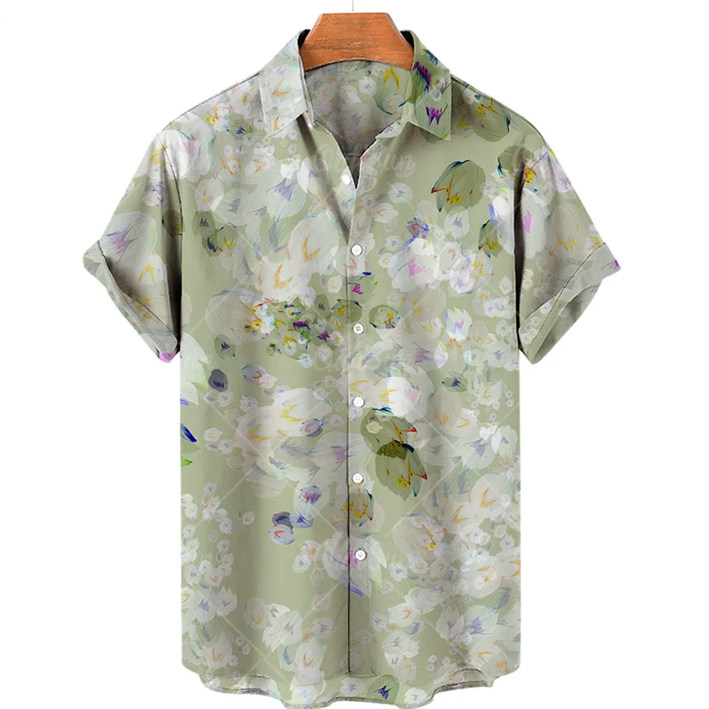 Oversized Shirt Hawaiian Beach Holiday Flower Painting Pattern Summer Casual Man Top Breathable Mens Design Clothing