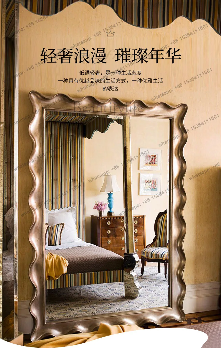 European-style full-length mirror, three-dimensional wave fitting full-body mirror landing creativity