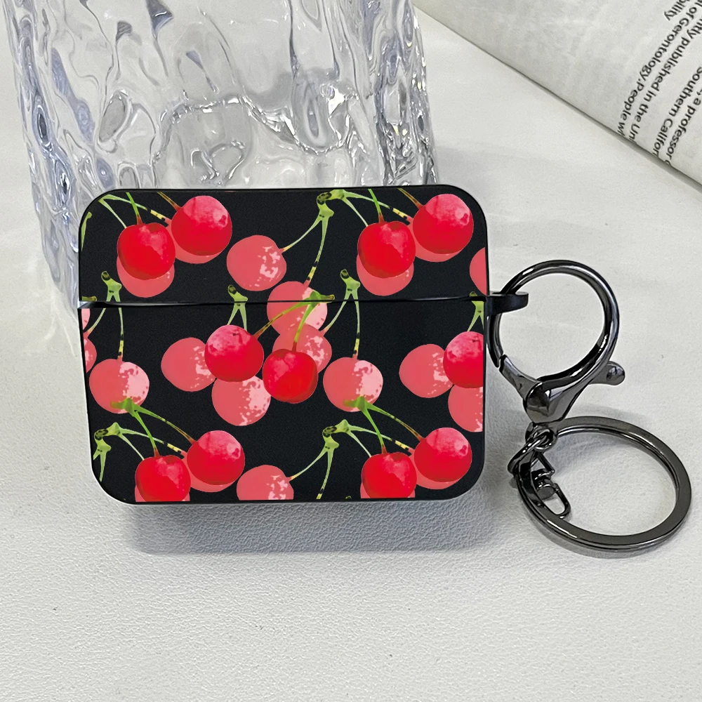 애플 에어팟 프로/프로 3/프로 2용 패션 핑크 체리 패턴 이어폰 케이스 에어팟 1/2/3/4 커버용 보호 헤드폰 케이스