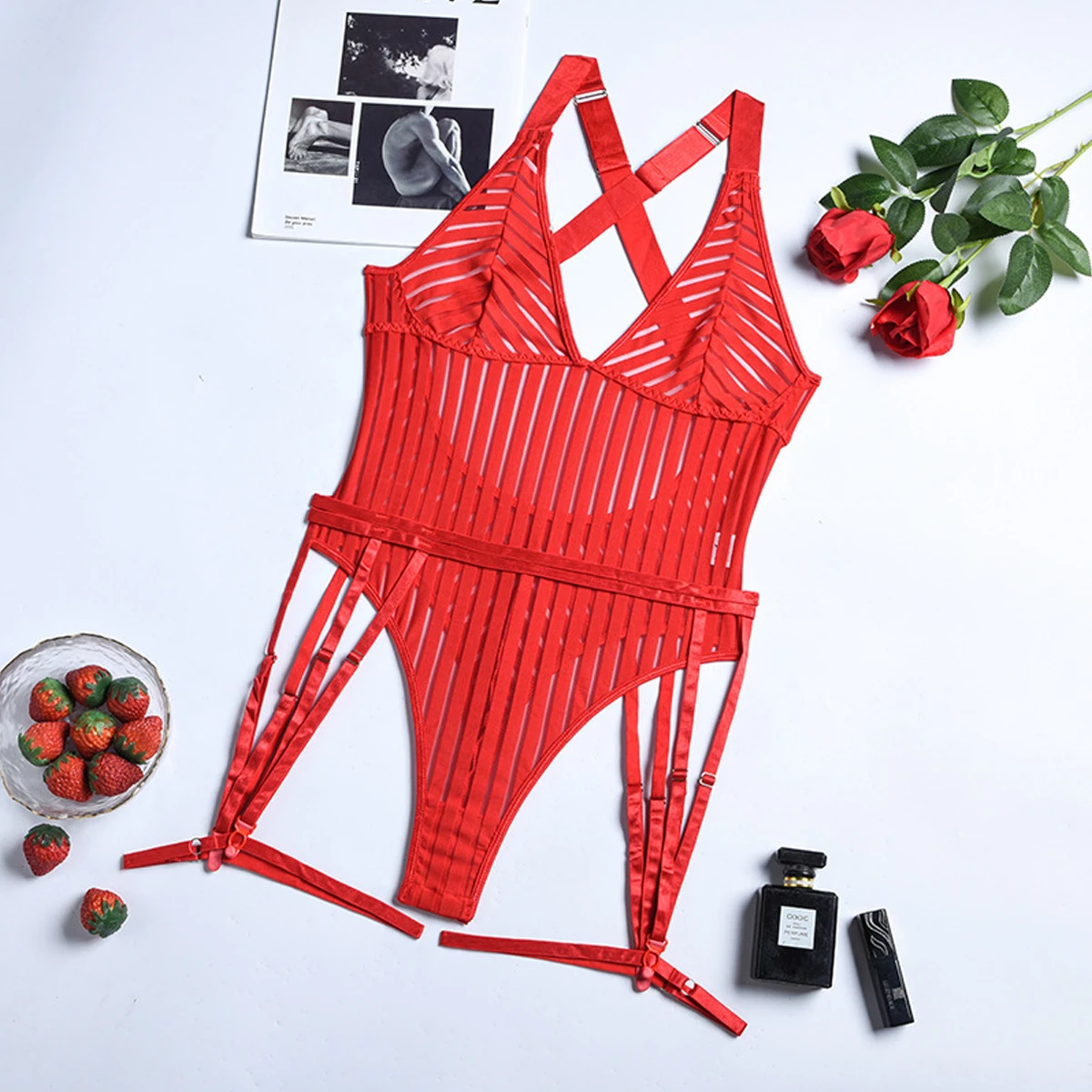 Spicy Girl\'s Sexy Strip See Through Lingerie Bodysuit Seductive Erotic Eco-Friendly Packing