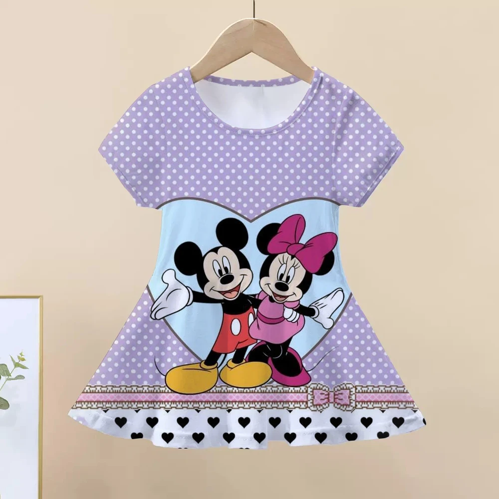 

MINISO New Summer Girl Dress Mickey Mouse 3D Printed Cartoon Print Disney Fashion Girl Sleeveless Dress Fashion Party Princess