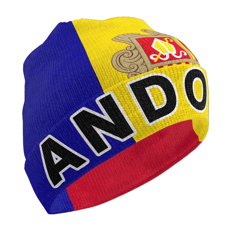 Andorra Knitted Hat Free Custom Name Winter Cold Pullover Catalan Andorran Principat Flag Knit Keep Warm Caps Ad Hip Hop Beanies