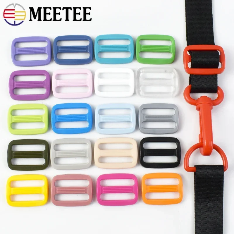 20/50Pcs Meetee 15/20/25mm Plastic Tri-Glide Slider Buckles Webbing Strap Adjustable Clasp Bag Shoes Belt Hook Sewing Accessory