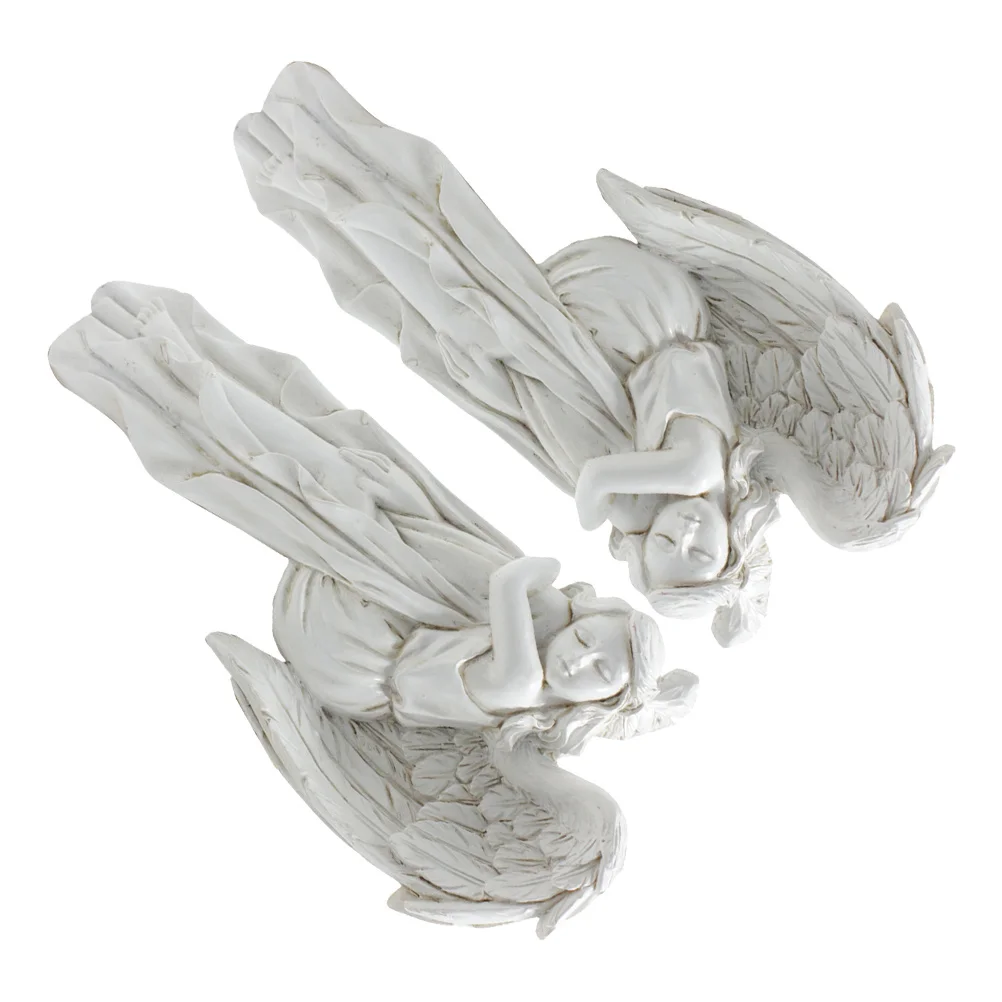 

2pcs Door Frame Decoration Resin Angel Adornment Door Corner Sign Wall Hanging Decorative Ornaments Angel Wing Sculpture Home
