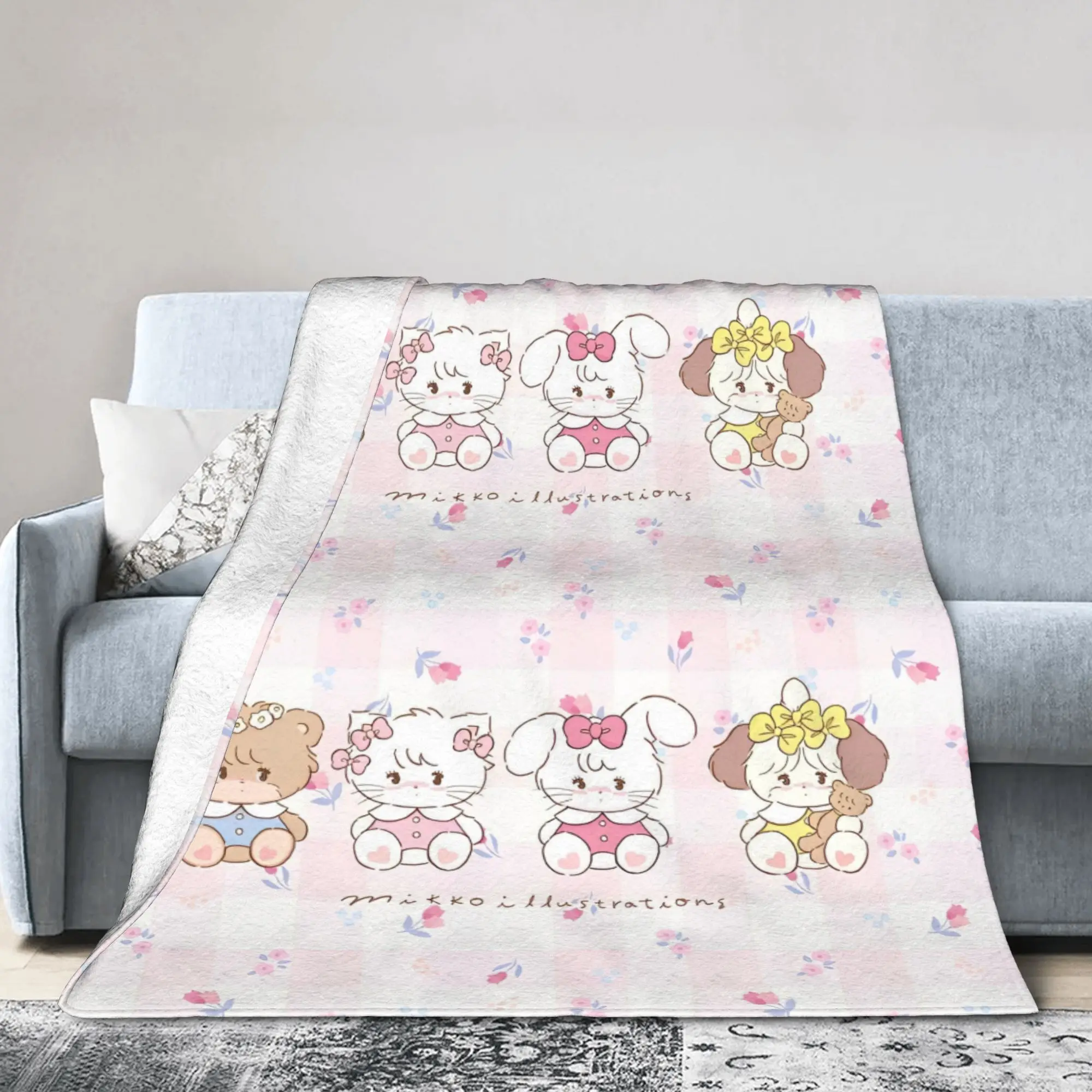 Mikkos Cartoon Knitted Blanket Fleece Warm Throw Blankets for Bedding Couch Bedspread