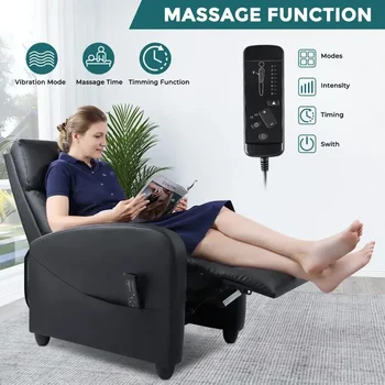 Image 2023 SMUG Adults Massage Living Room Adjustable Modern Chair Home Theater Single Sofa Recliner PU Leather Padded Seat Backrest