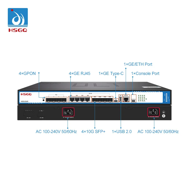 HSGQ-G04R Fiber Optic Equipment Gpon Olt Equipment 4 Ports Multi-scenario FTTX Solution Olt Gpon 4 Puertos