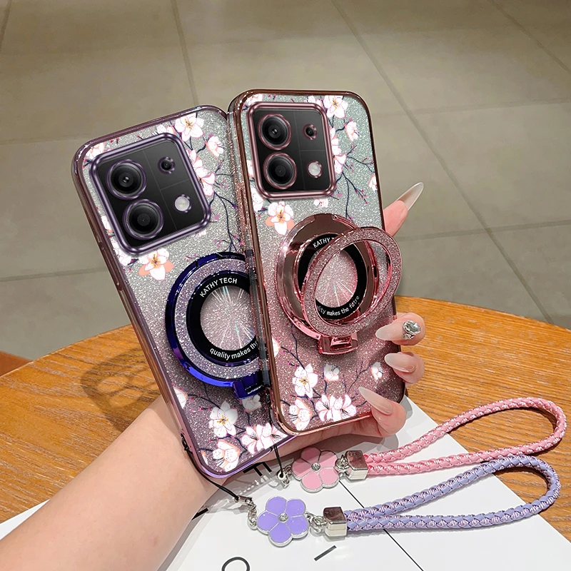 N ote 13 زهر الكرز تصفيح سوار حامل جراب هاتف ل Xiaomi Redmi ملاحظة 14Pro 12S 14 13Pro 12 13 12Pro 14ProPlus غطاء