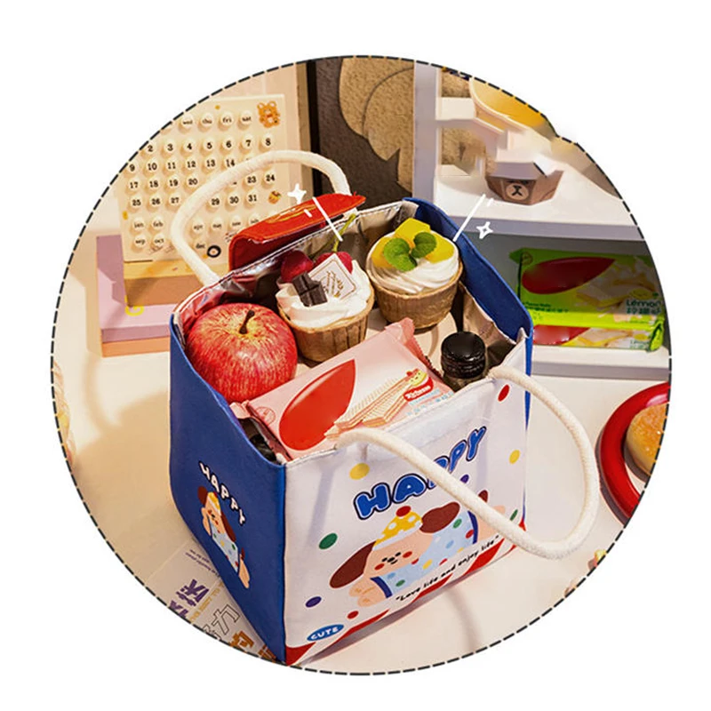 حقائب غداء معزولة برسوم كرتونية لطيفة مع مقابض مثالية للطلاب وعمال المكاتب بسعة كبيرة لتخزين الطعام والنزهات