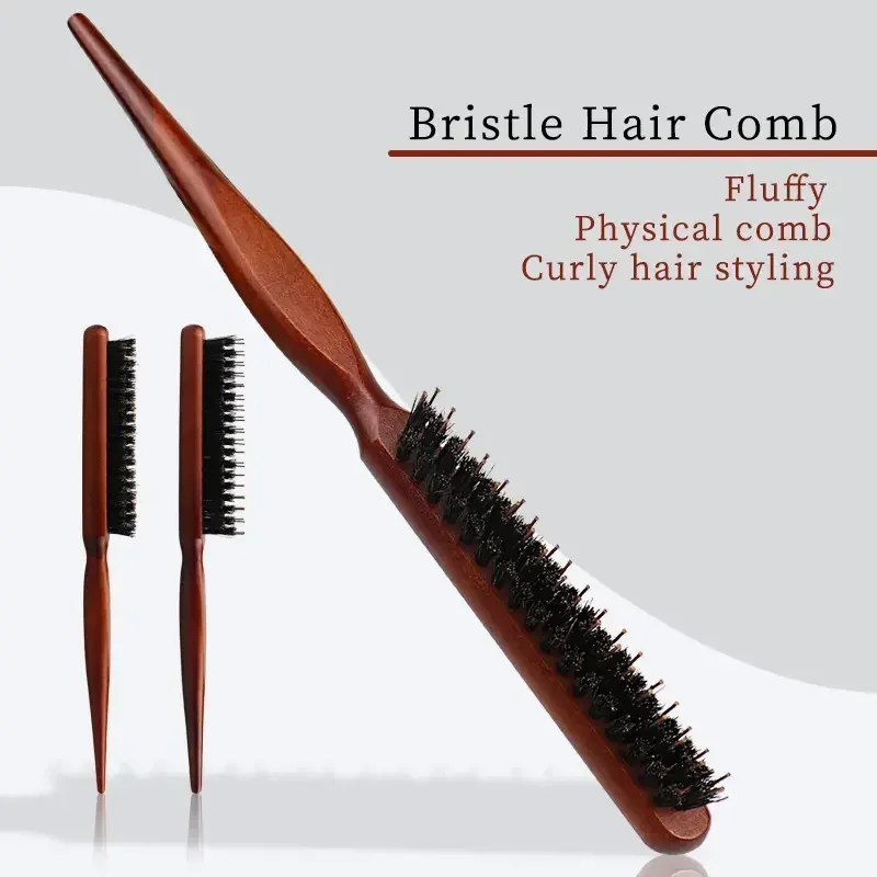 Salon Teasing Back Hair DIY Brushes Boar Bristle Wood Slim Line Comb Hairbrush Extension Hairdressing Professional Styling Tools