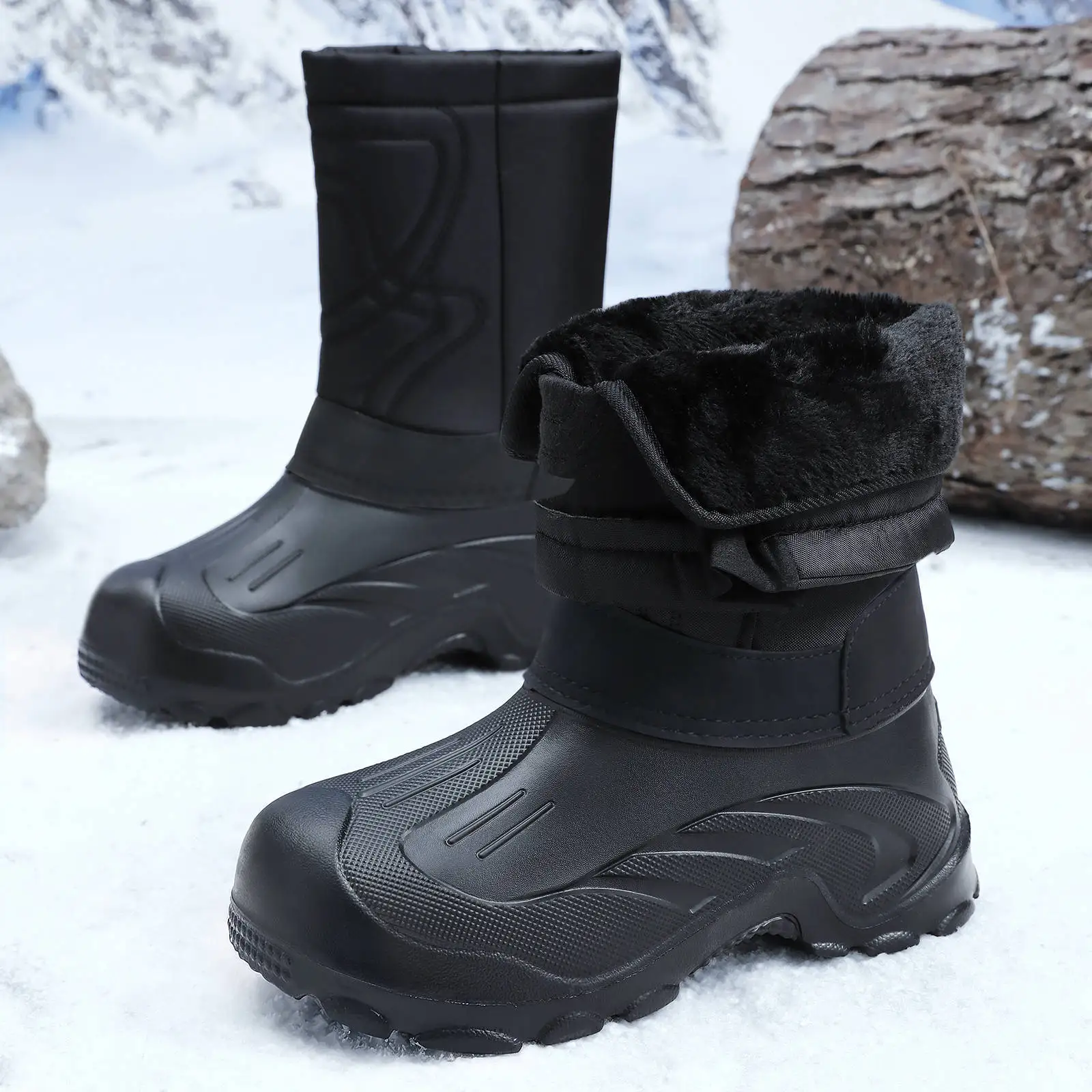 Men's shoes 2026 winter new cotton shoes piled thickened outdoor non-slip snow boots waterproof one-pedal cotton boots