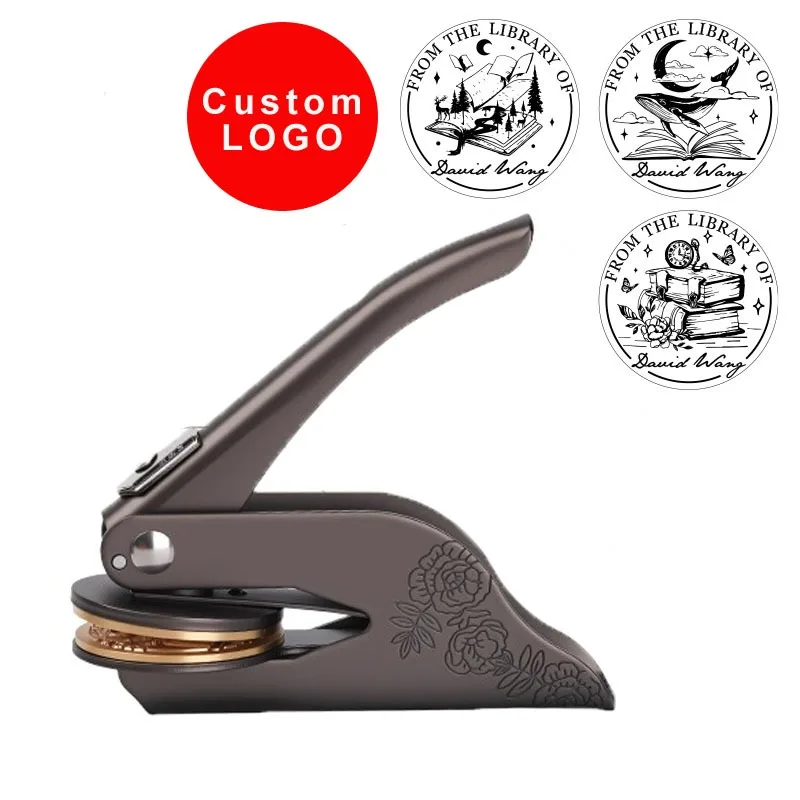 

Custom Handheld Book Embosser Stamp Personalized Logo Letter Embossing Seals Paper Press Wedding Invitations Cards Book Covers