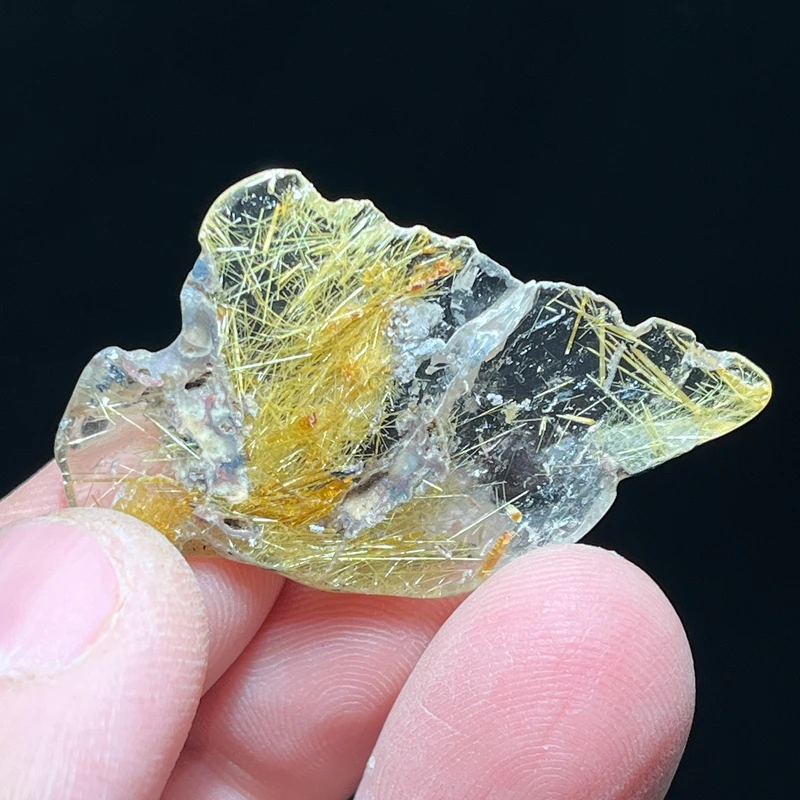 100%Natural Brazil Gold Rutilated Quartz Hair Crystal Mineral Specimen Healing Stone Home Decor