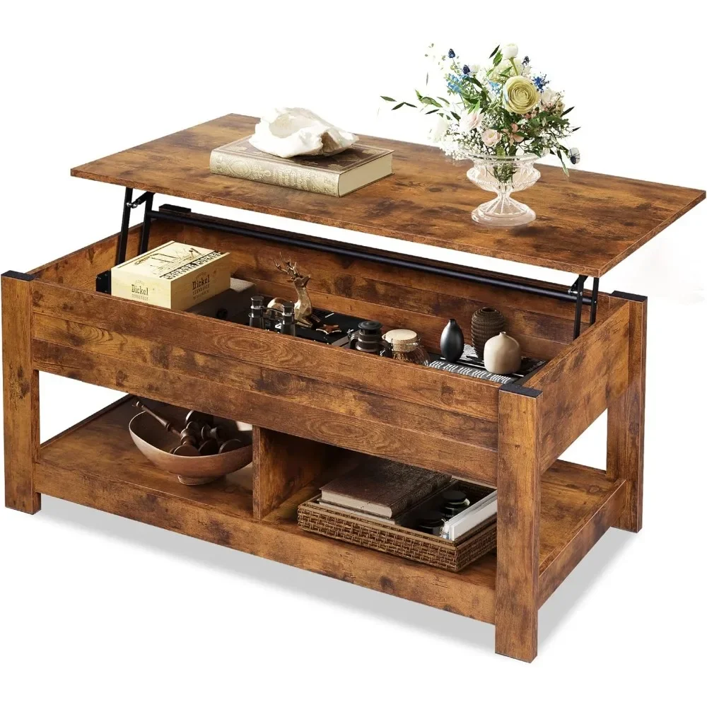 

Coffee Table, 47" Lift Top Coffee Table with Hidden Compartment and 2 Storage Shelves for Living Room
