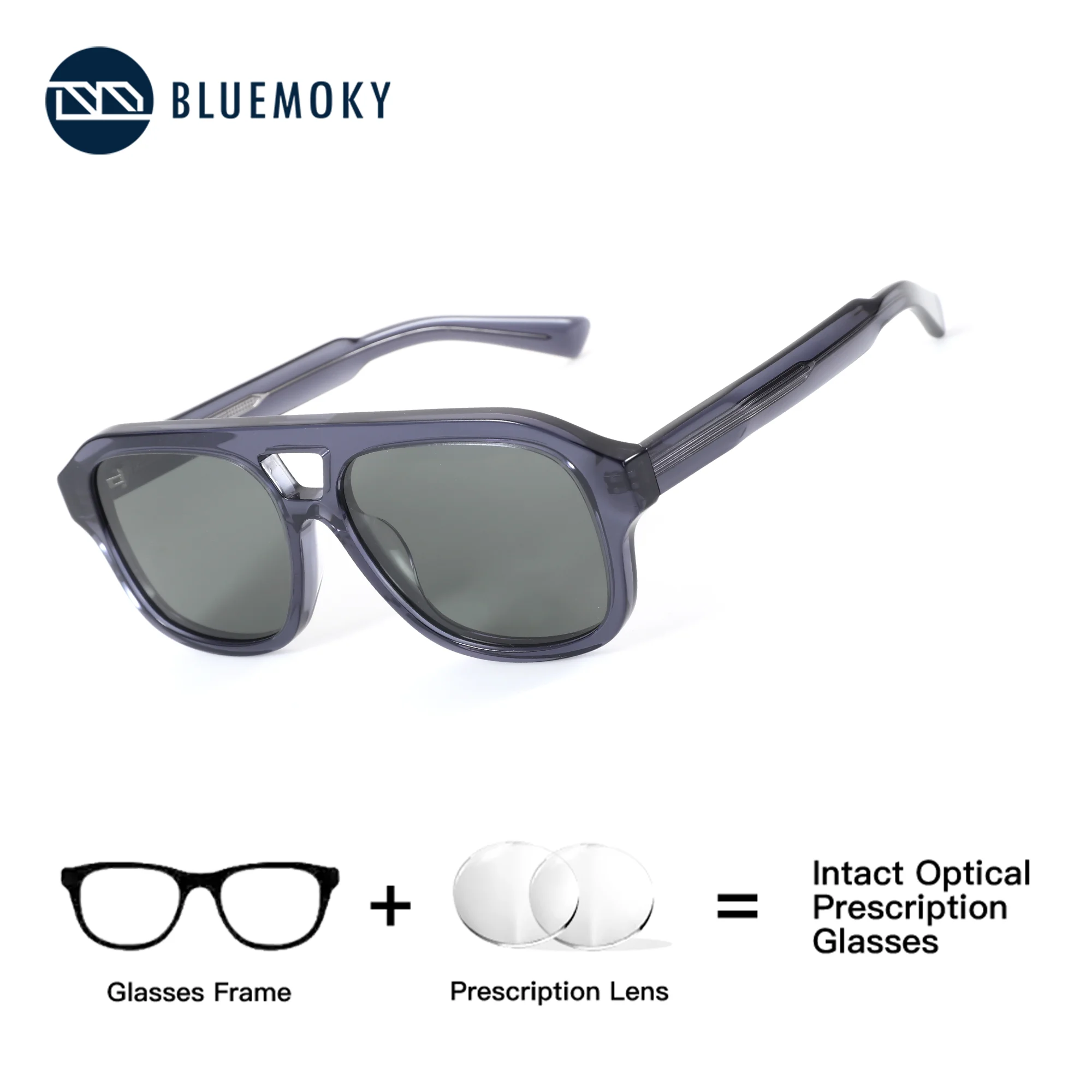 

BLUEMOKY Pilot Handmade Acetate Polarized Prescription Sunglasses Male UV400 Protection Progressive Glasses Man Sport Shades