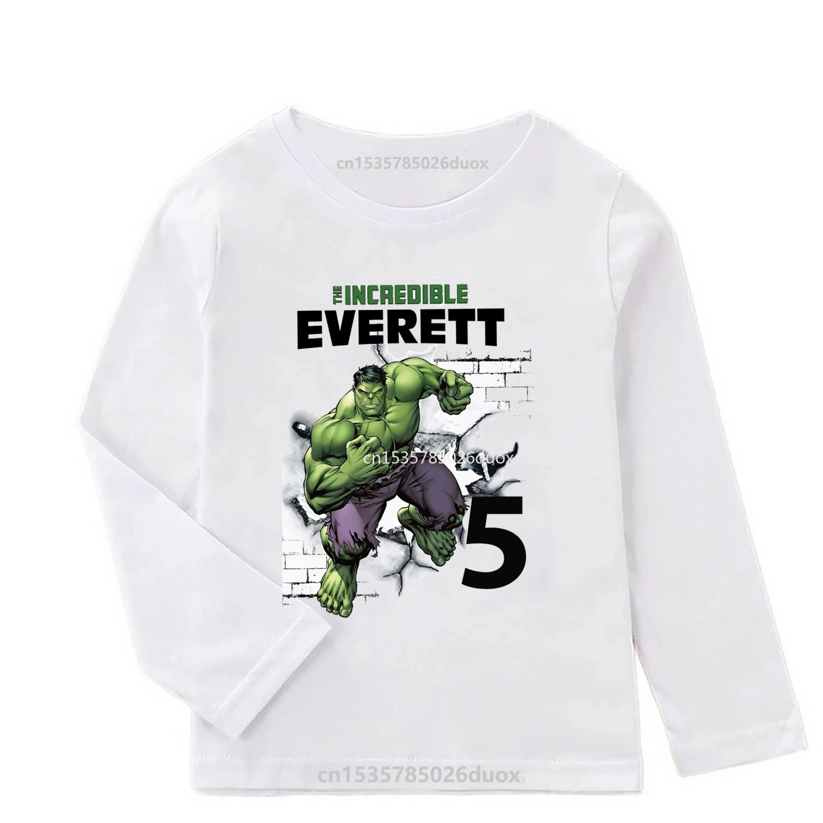 New Spring Autumn 2024 MARVEL The Hulk Birthday Long Sleeve T-Shirt 3 4 5 6 7 8 9 Spiderman Customized Name Birthday Kid Clothes