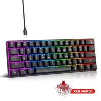RK61 Wired 60% Mechanical Gaming Keyboard RGB Backlit 61 Keys Ultra-Compact Hot Swappable Red Switch provides a smooth