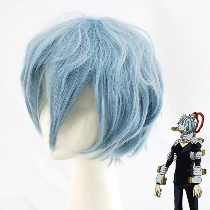 Anime Mijn Hero Academia Boku geen Hiro Academia Shigaraki Tomura Pruiken Korte Grijs Blauw Gemengde Krullend Cosplay Pruik + Pruik Cap