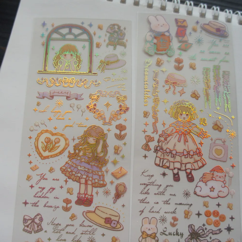 

3 Sheet Gold Fairy Tale World of Dolls PVC Sticker Design Gift Tag Seal Decoration Scrapbooking DIY Sticker