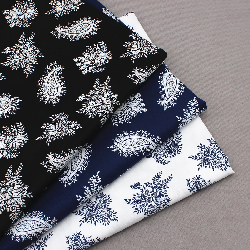 

145x50cm Vintage Ethnic Style Paisley Cotton Printed Fabric Pure Cotton Floral Plain Cotton Clothing Shirts Thin Fabric